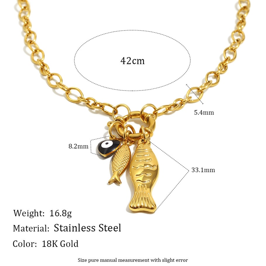 1 Piece Summer Fish Stainless Steel Gold Color Women's Pendant Necklaces Picture2