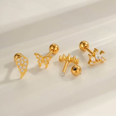 1 pendiente de mariposa con circonitas de color cobre y dorado. h5 Imagen3