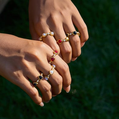 1 Piece Romantic Heart Stainless Steel Gold Color Statement Rings h5 Picture3