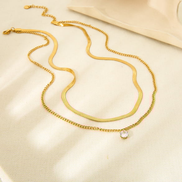 Mehrlagige luxuriöse Kette aus Edelstahl für Damen 2