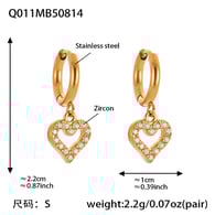 Q011-Gold Heart Earrings-Small Picture7