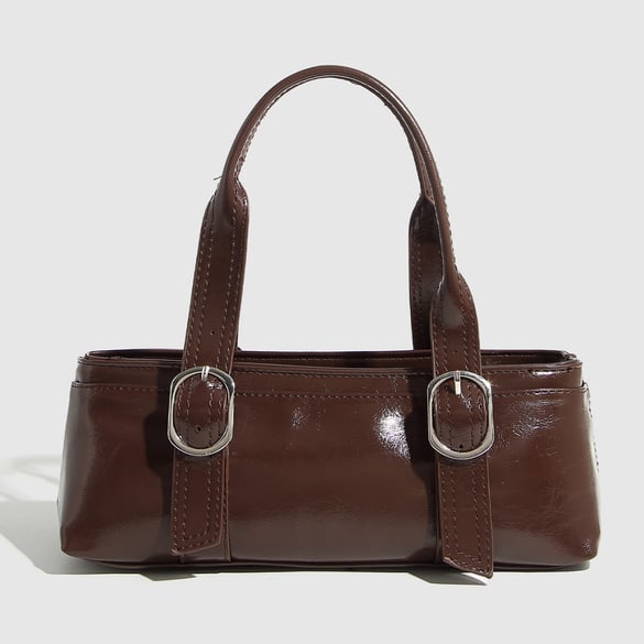 Bolso de mano para mujer de PU de color sólido informal de serie simple de 1 pieza 2
