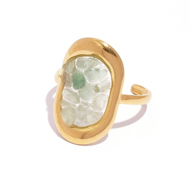 1 Piece  Retro Irregular Shape Stainless Steel  Gold Color  Statement Rings h5 