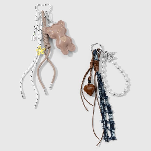1 Piece Heart Beads Chain Bag Charm