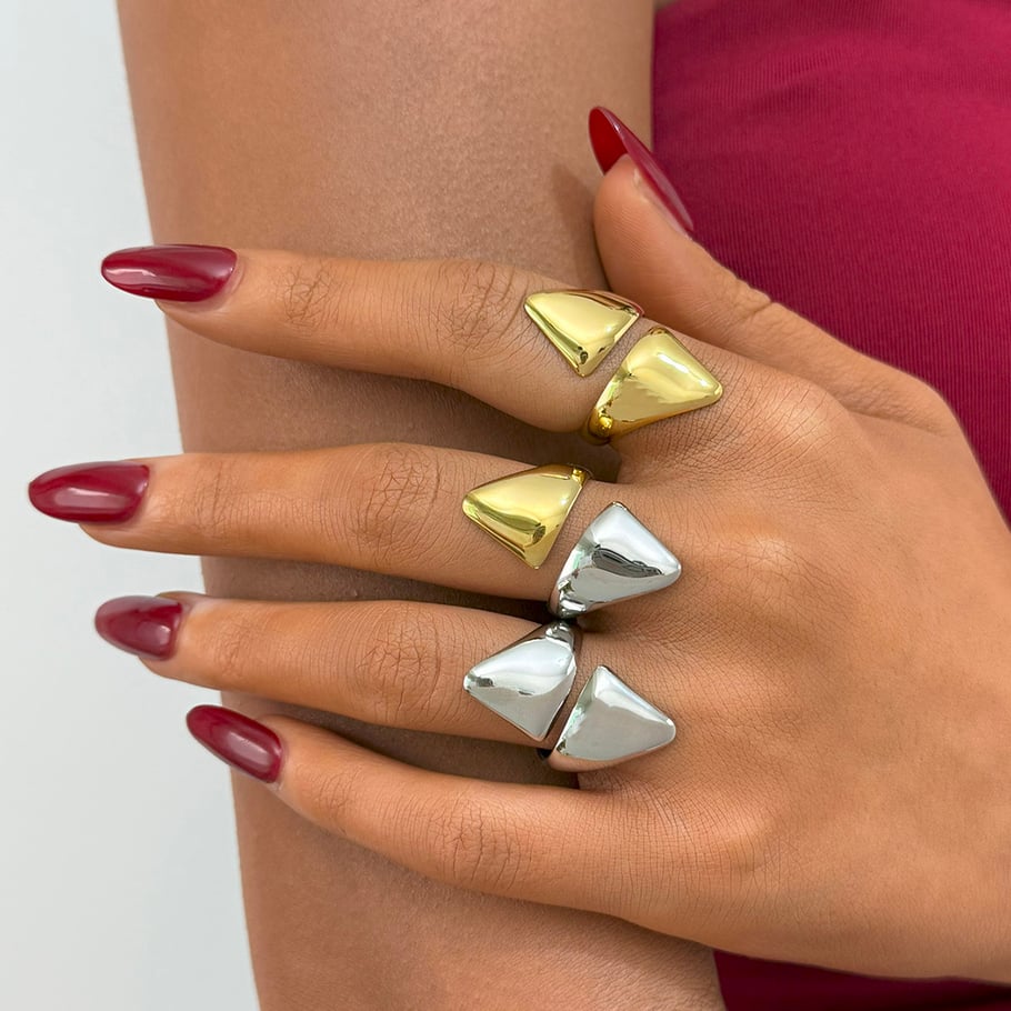 1 Piece  Daily Irregular Shape Stainless Steel Woemn's Statement Rings Picture2