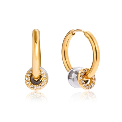 1 paio di orecchini a cerchio da donna in acciaio inossidabile con colori misti oro e argento classici h5 