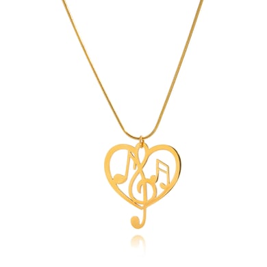 1 Piece Romantic Note Stainless Steel Gold Color Women's Pendant Necklaces h5 