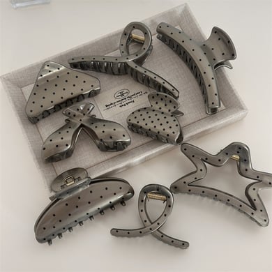 1 pieza de pinzas para el cabello de resina con lunares casuales de serie simple para mujer h5 Imagen3