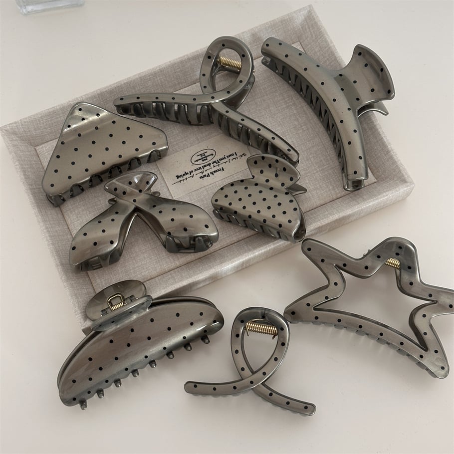 1 pieza de pinzas para el cabello de resina con lunares casuales de serie simple para mujer Imagen3