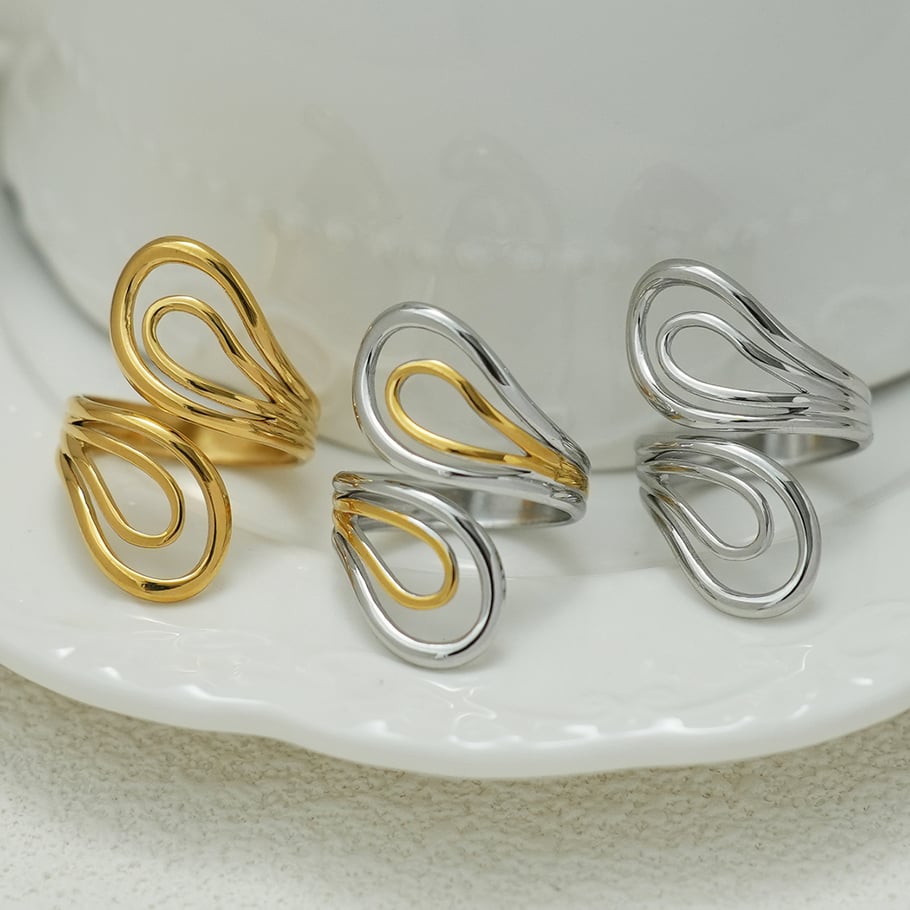 1 Piece Simple Series Retro Circle Stainless Steel  Gold Color  Statement Rings Picture4