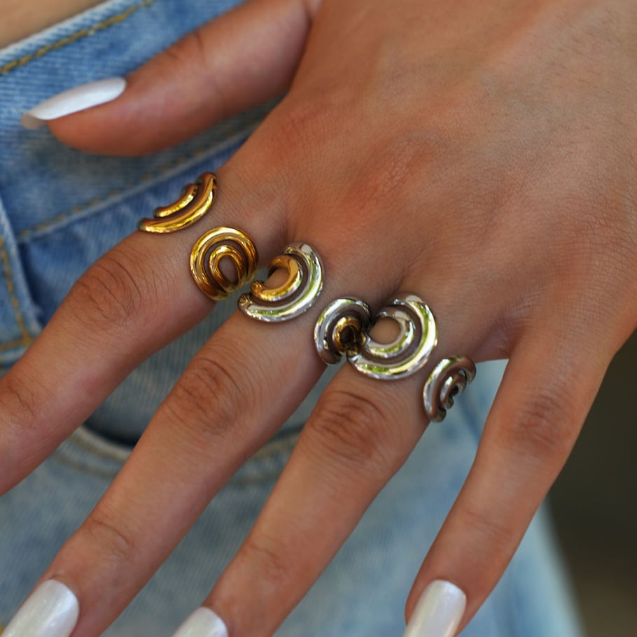 1 Piece Retro Irregular Shape Hollowed-out Stainless Steel Women's  Statement Rings Picture3