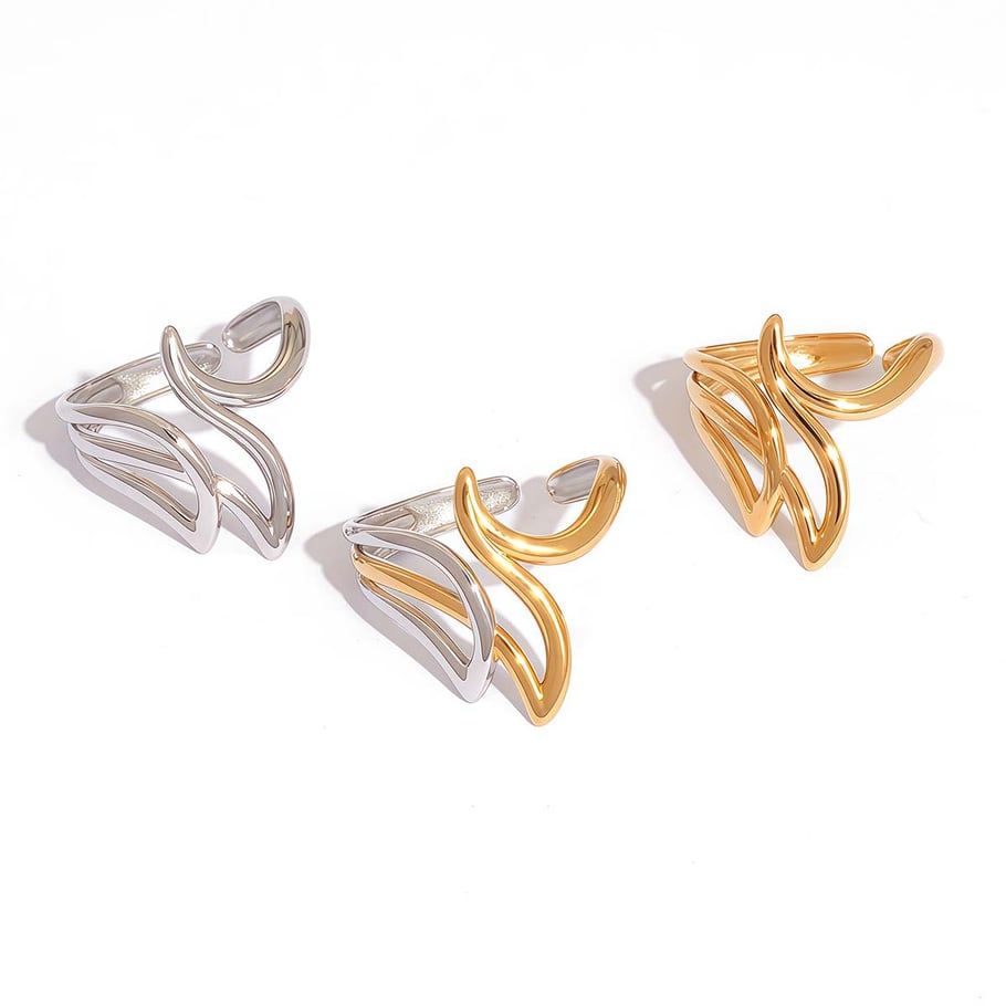 1 Stück Tägliche unregelmäßige Form Edelstahl Gold Farbe Damen Statement Ringe Bild6
