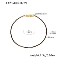 E428-Pulsera de circonitas negras 20cm Imagen6