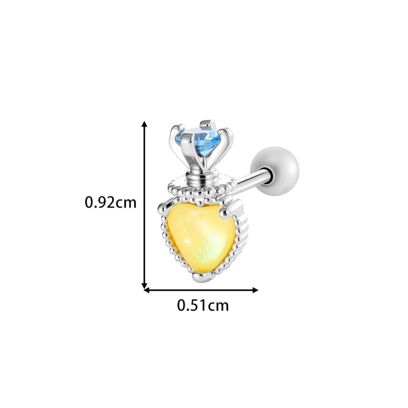 1 stuk hart koperen zirkoon piercing oorbel Afbeelding2