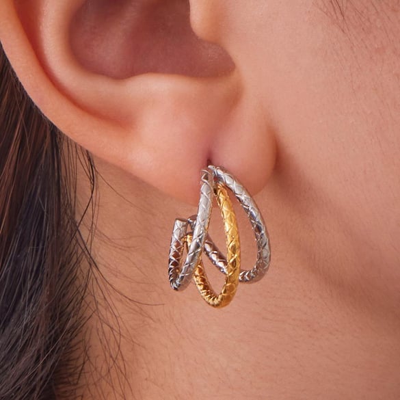 1 paire de boucles d&#39;oreilles créoles minimalistes en acier inoxydable couleur or pour femme 2
