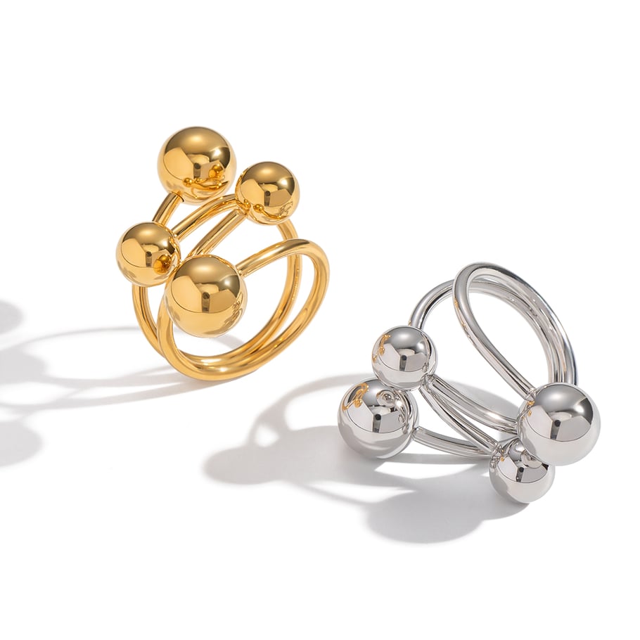 Anello con dichiarazione color oro in acciaio inossidabile a forma di palla da 1 pezzo Immagine5