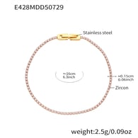 E428-Pulsera de circonitas rosas 16cm Imagen7