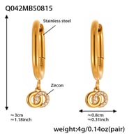 Q042-Golden double ring zircon U-shaped earrings Picture2