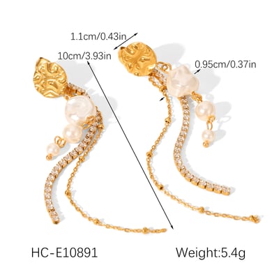 1 Pair Simple  Daily Tassel Stainless Steel  Gold Color  Women's Drop Earrings h5 Picture2
