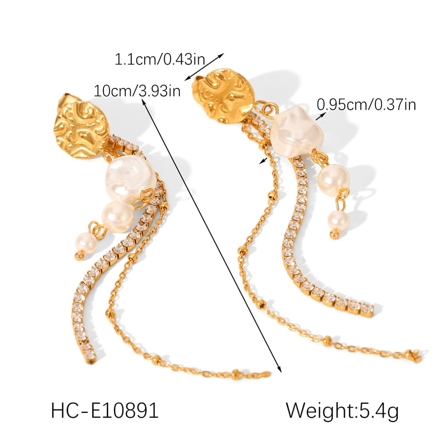 1 Pair Simple  Daily Tassel Stainless Steel  Gold Color  Women's Drop Earrings Picture2