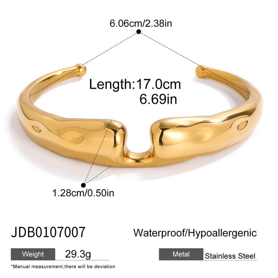 Braccialetti da donna in acciaio inossidabile color oro con motivo a martello classico, 1 pezzo Immagine2