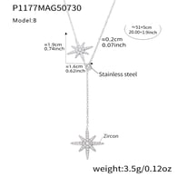 P1177-B Steel Color Eight-pointed Star Zircon Necklace 51+5cm Picture4