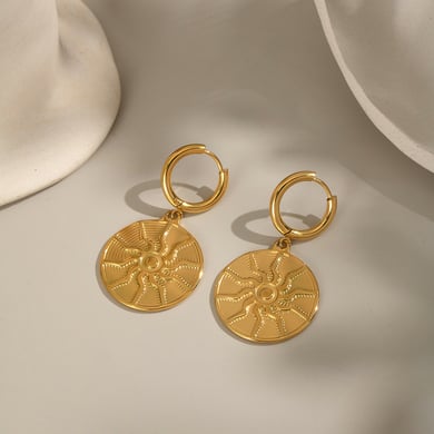 Sun Stainless Steel Gold Color Necklace Set h5 Picture4