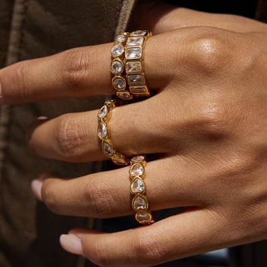 1 Piece Classic Geometric Stainless Steel Gold Color Women's Gemstone Rings h5 Picture3