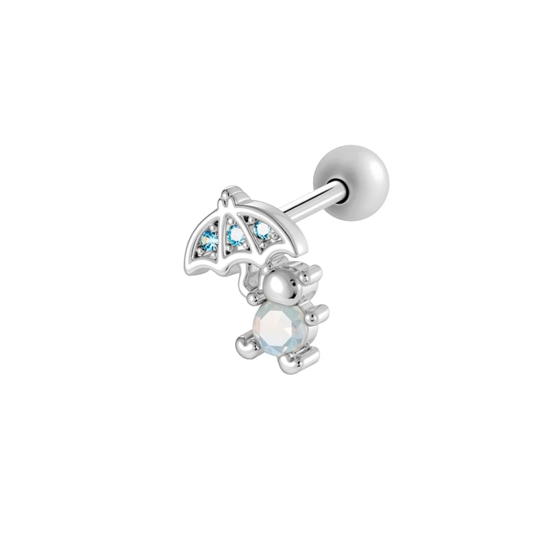 1 Adet Kelebek Bakır Altın Rengi Zirkonyum Piercing Küpe 