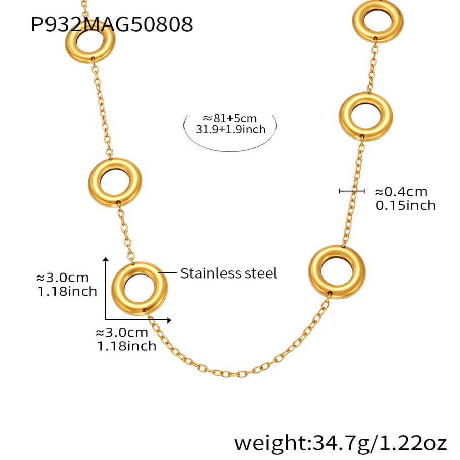 1 Piece Simple Circle Stainless Steel Gold Color Women's Long Necklaces Picture2