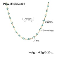 P1528-Green Oil Drop Gold Necklace-45+5cm Picture19