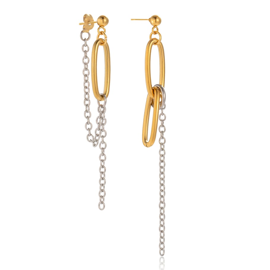 1 paio di orecchini pendenti da donna in acciaio inossidabile color oro con nappa e cerchio, stile minimalista e casual 
