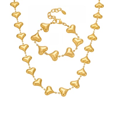 Romantic Heart Stainless Steel Gold Color Women's Jewelry Sets h5 Picture7