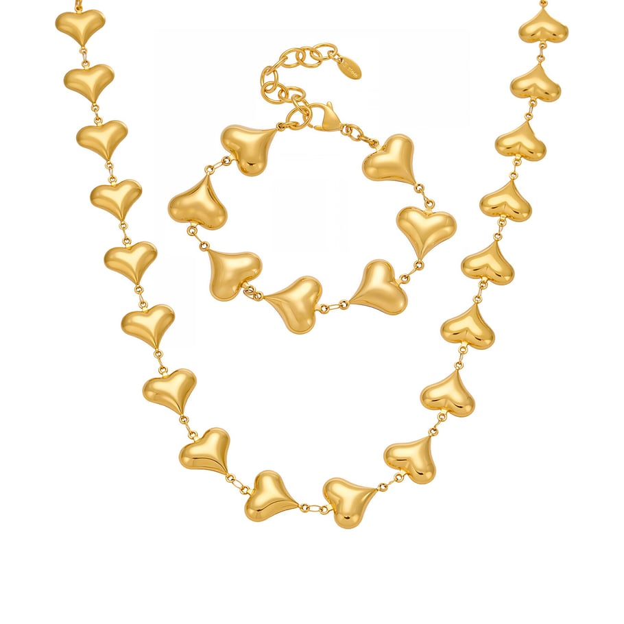 Romantic Heart Stainless Steel Gold Color Women's Jewelry Sets Picture7