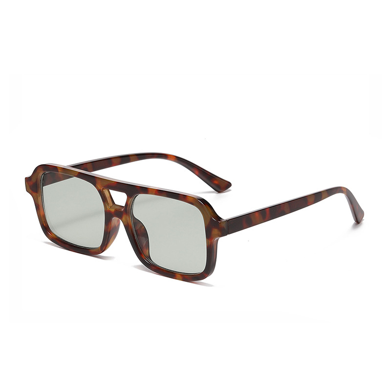 1 Paar stilvolle, vielseitige Damen-Sonnenbrille mit Doppelsteg und Leopardenmuster 