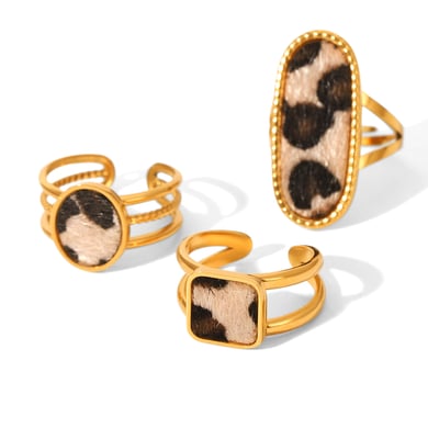 1 stuk Designer luipaardprint roestvrijstalen statement ringen voor dames h5 Afbeelding6