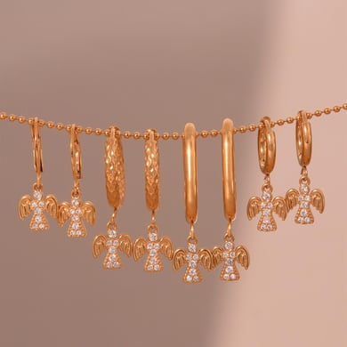 1 Pair Classic Angel Stainless Steel Gold Color Zircon Women's Drop Earrings h5 Picture2