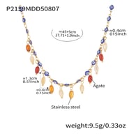 P2159-Dark blue oil drop gold necklace-45+5cm Picture2