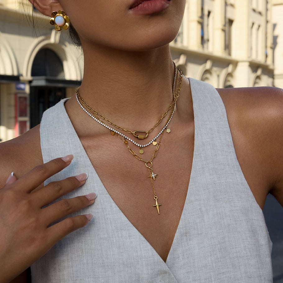 1 Piece Exqusite Star Stainless Steel Gold Color Women's Pendant Necklaces Picture4