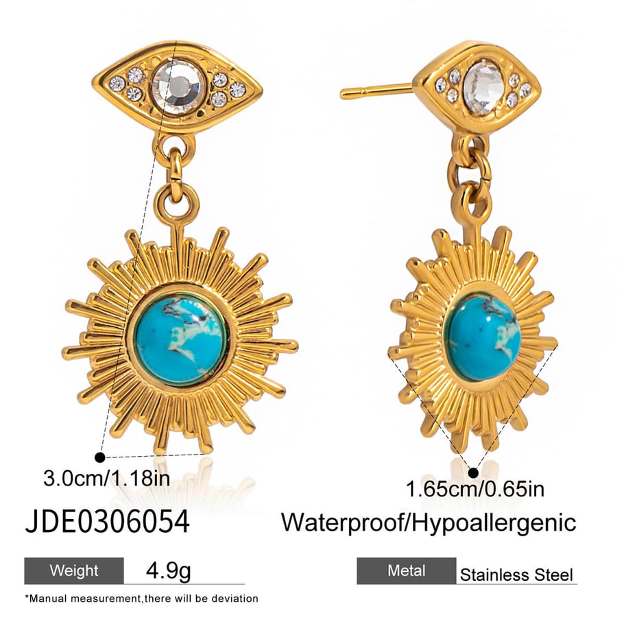1 Pair Classic Eye Stainless Steel Gold Color Calaite Women's Drop Earrings Picture2