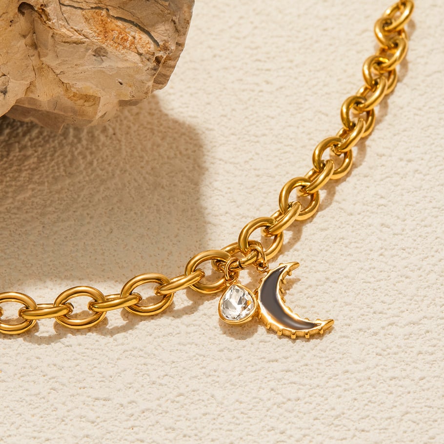 1 Piece Classic Moon Stainless Steel Gold Color Women's Charm Bracelets Picture6