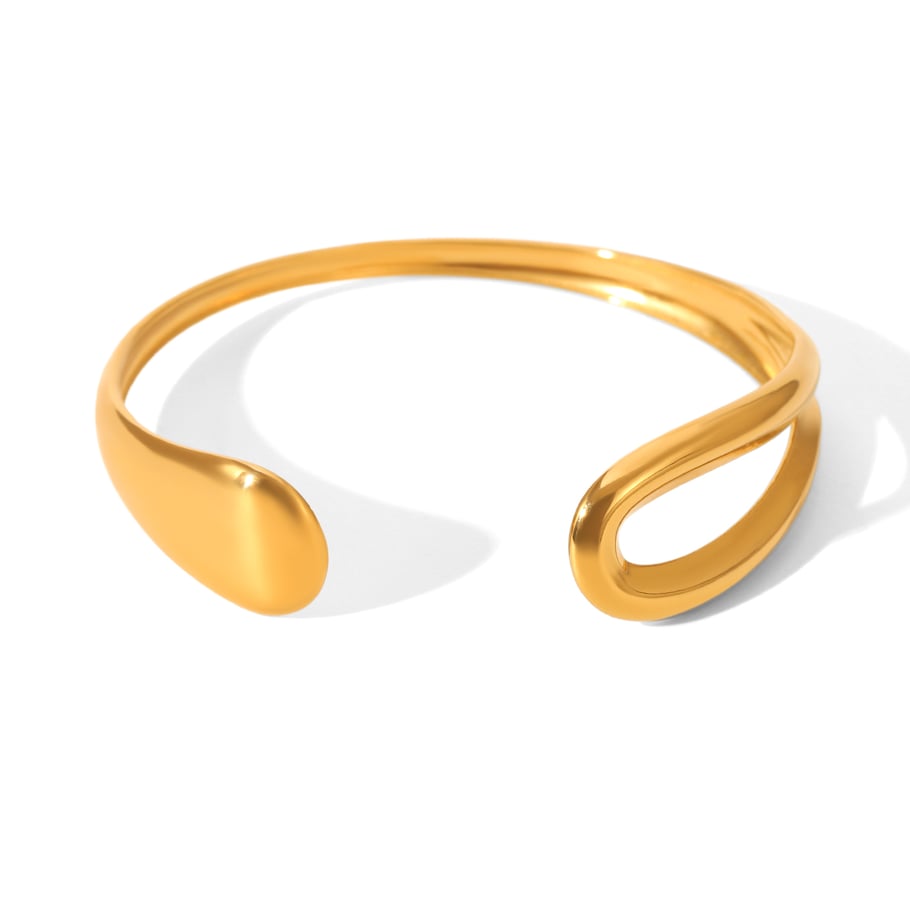 1 Piece Simple  Daily Hollowed-out Stainless Steel  Gold Color  Women's Bangles 