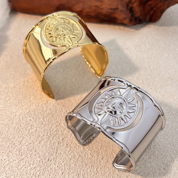 1 Stück Sonnen-Armband aus Edelstahl in Goldfarbe 2