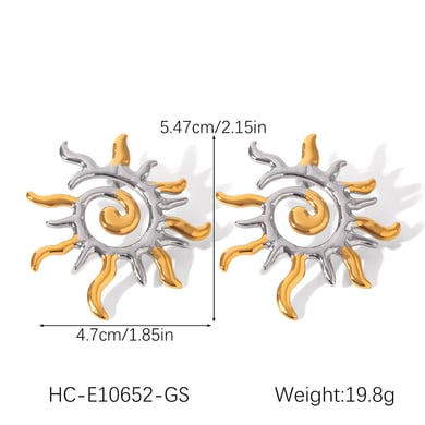 1 Pair Daily Sun Stainless Steel  Gold Color Women's Drop Earrings h5 Picture2