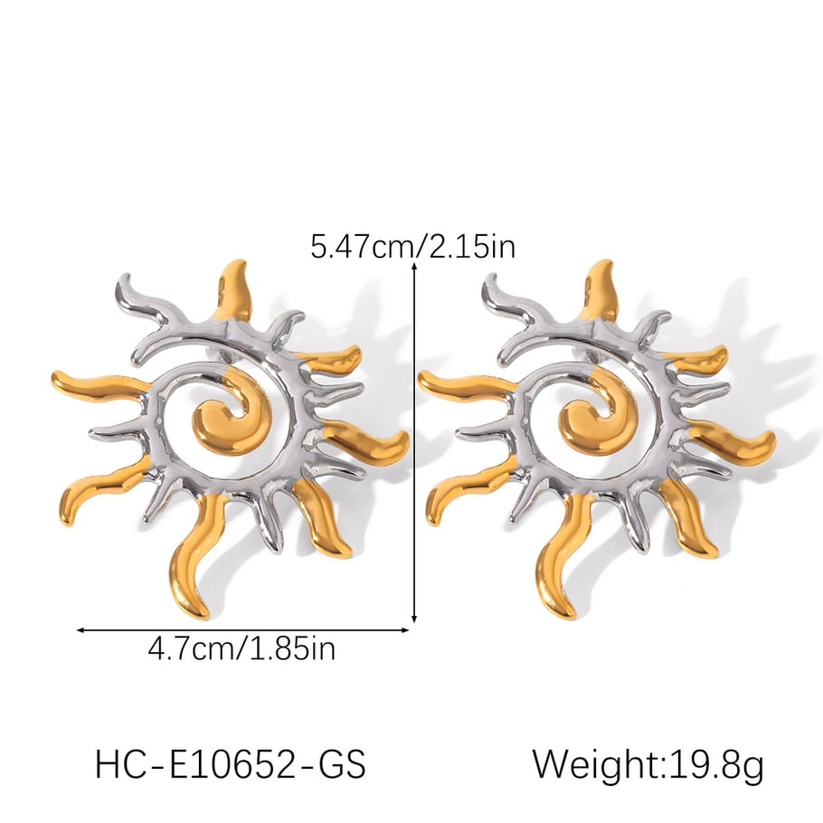 1 Pair Daily Sun Stainless Steel  Gold Color Women's Drop Earrings Picture2