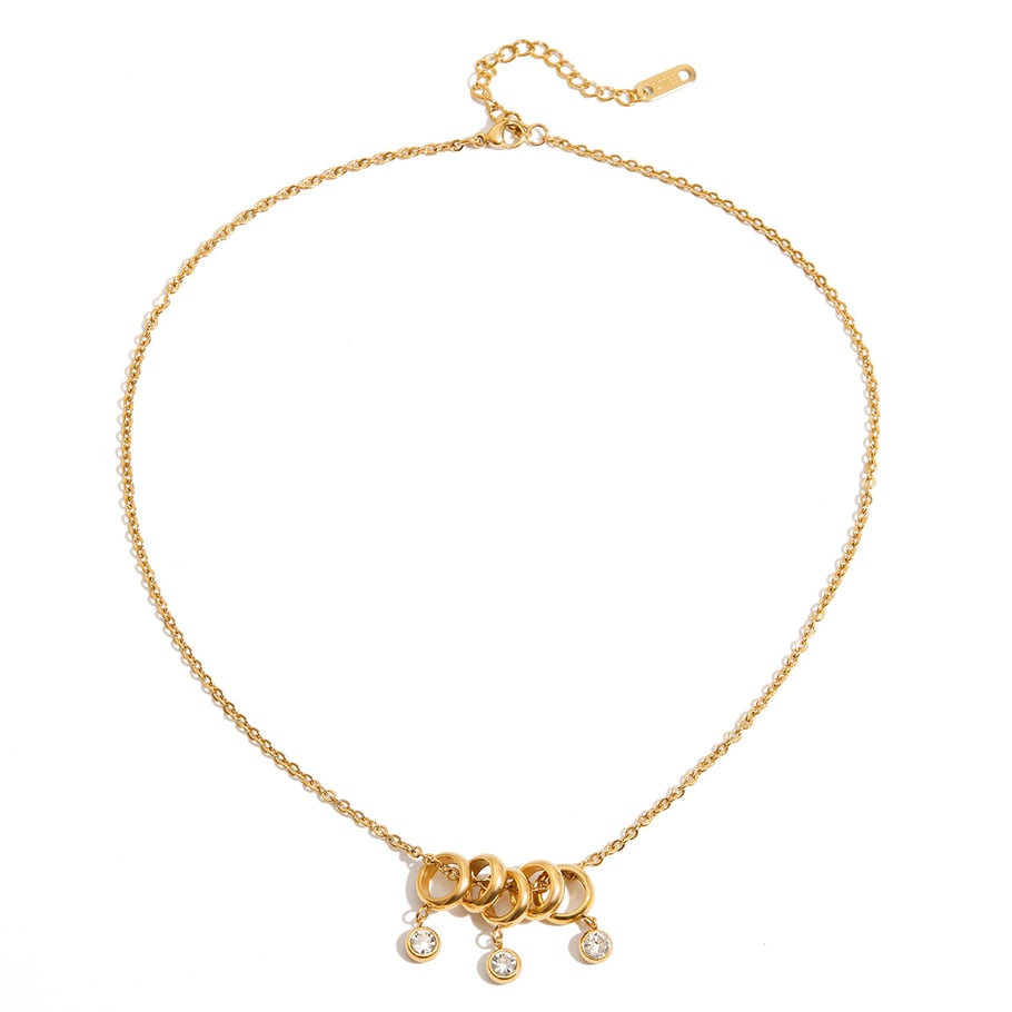 1 Piece Luxurious Circle Stainless Steel Gold Color Women's Pendant Necklaces 