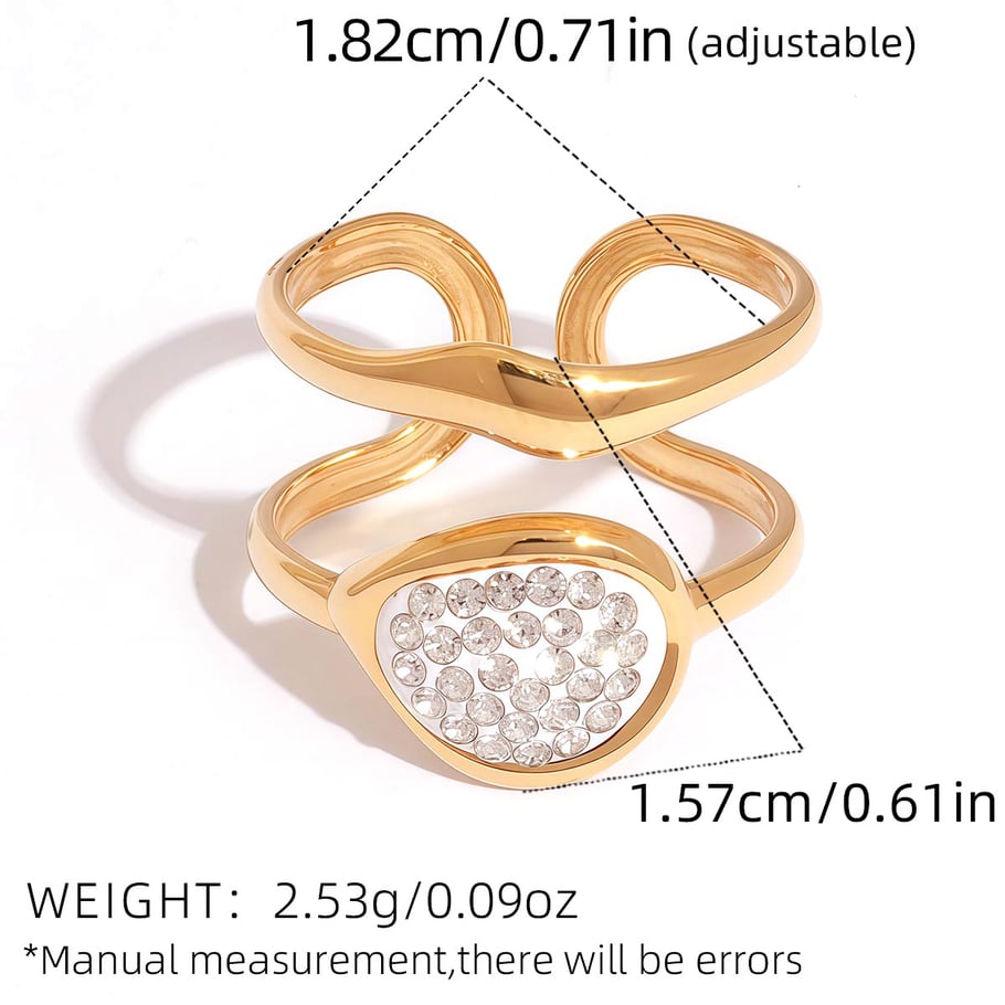 1 Piece Casual Hollowed-out Stainless Steel Gold Color Statement Rings Picture2