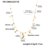 P072-Golden Star and Moon Necklace 40+5cm Picture3