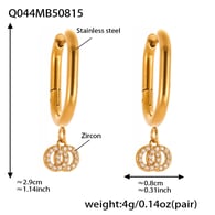 Q044-Golden double ring zircon U-shaped earrings Picture4