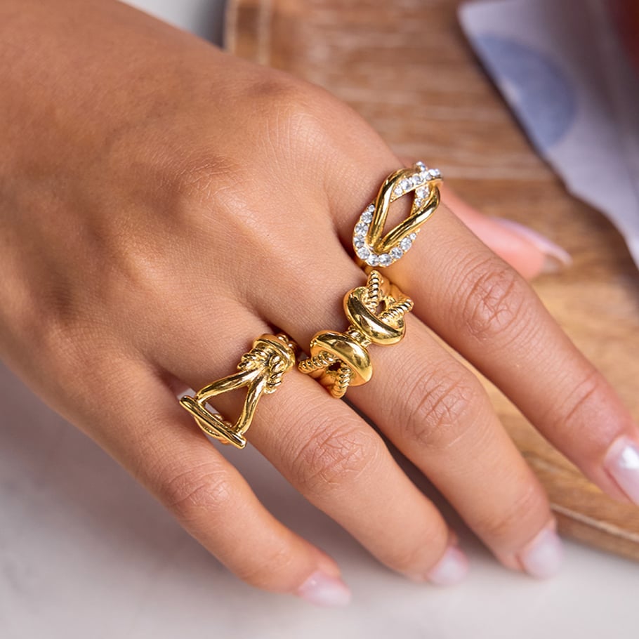 1 Piece Designable Twist Stainless Steel Gold Color Statement Rings Picture4